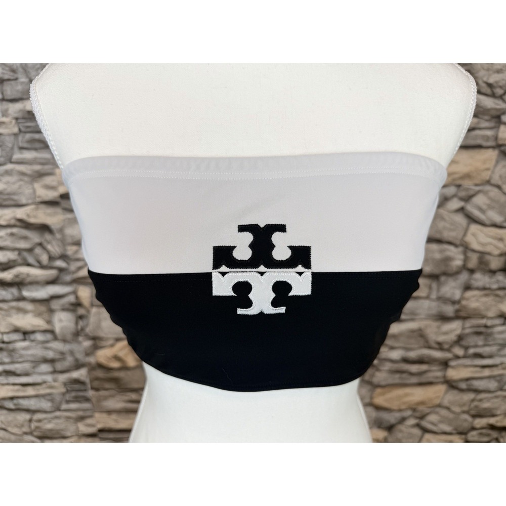 Tory Burch Color-Blocked Logo Bandeau Bikini Top Sz L (C-DD Cups)